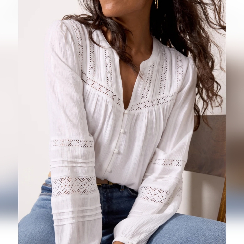 Z Supply Jude Lace Button Front Blouse, New with tag, Large